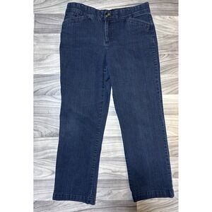 Christopher & Banks Petite 10P Comfort Waist Jeans Dark Wash Straight Leg Blue
